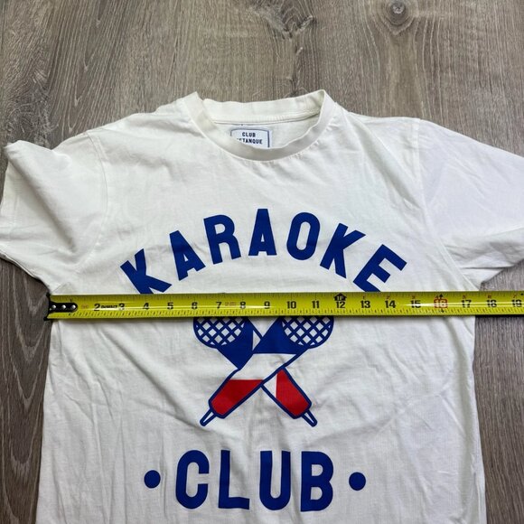 Club Petanque Paris Mens White Karaoke Club Graphic Crew Neck T-Shirt Size XS - Picture 7 of 10